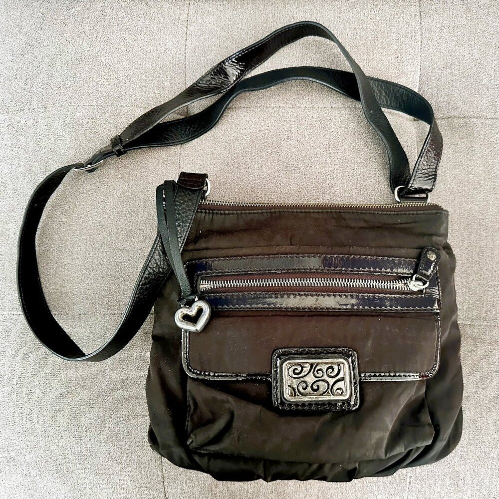 Vintage Brown Brighton Crossbody Shoulder Bag with Iconic Heart